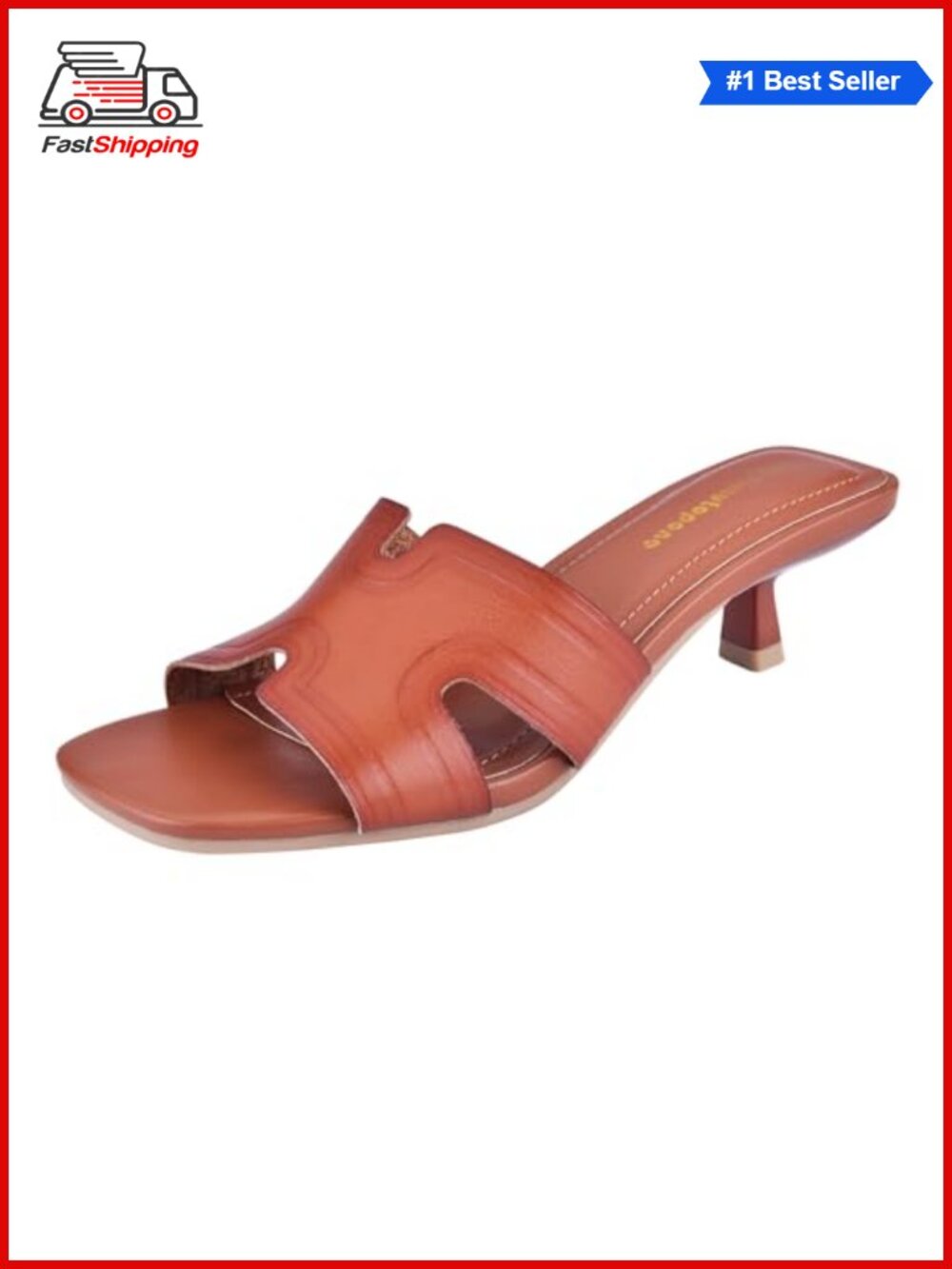 ✨ Kitten Heel Leather Sandals Women Open Toe H Slide Dressy 2 inch Low Heel